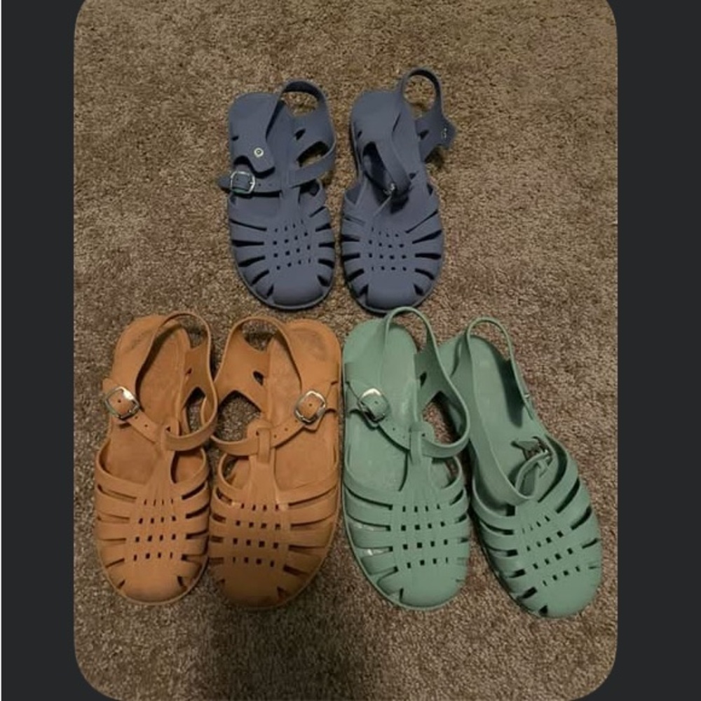 Girls Jelly Shoes - Blue, Green, Brown